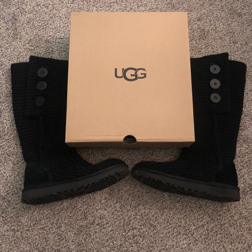 Black crocheted like new UGG boots